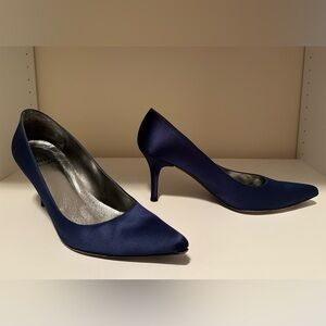 Stuart Weitzman Navy Satin Heels